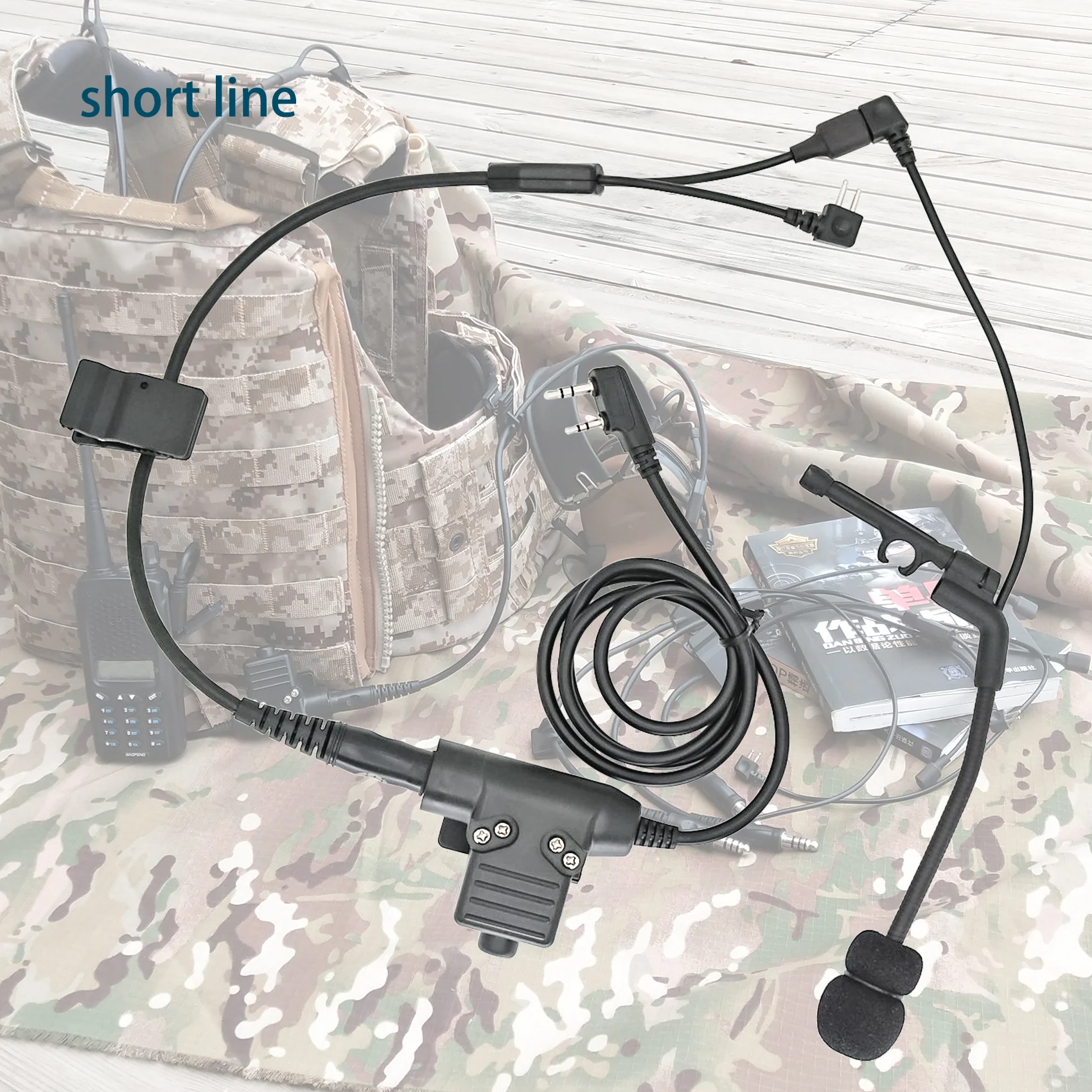 Hearangel Tactical Headset Adapter Comtac II Microphone Y-Line Kit for Ipsc Comtac Shooting Airsoft Headset &Tactical U94 PTT