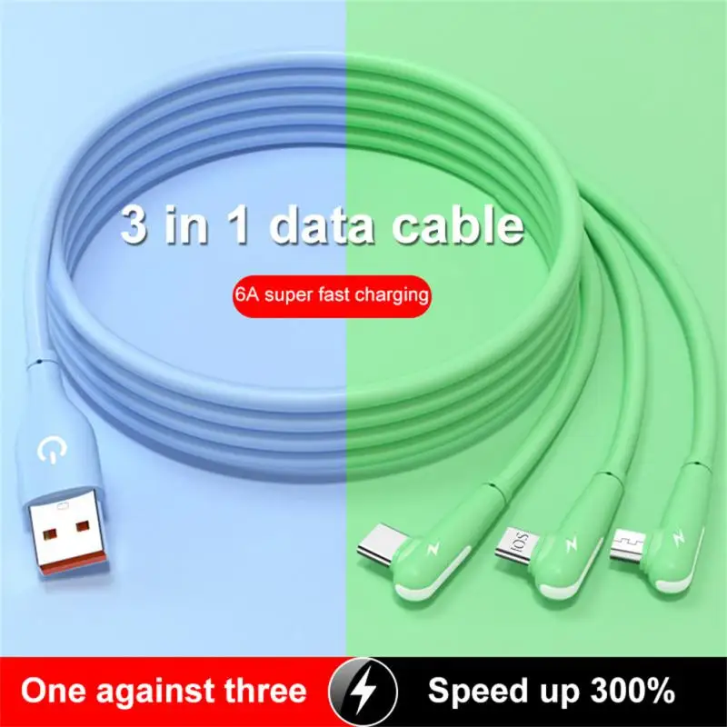 

66W Super Fast Charging Data Cable Three In One 6A Liquid Silicone Charging Cable Compatible With Apple Android Type-c