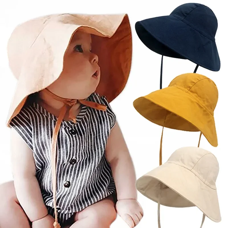 

Детская Солнцезащитная шляпа с полями, летняя Весенняя стандартная шляпа для девочек и мальчиков, хлопковая льняная детская шапка, пляжные дорожные детские шапки, кепки