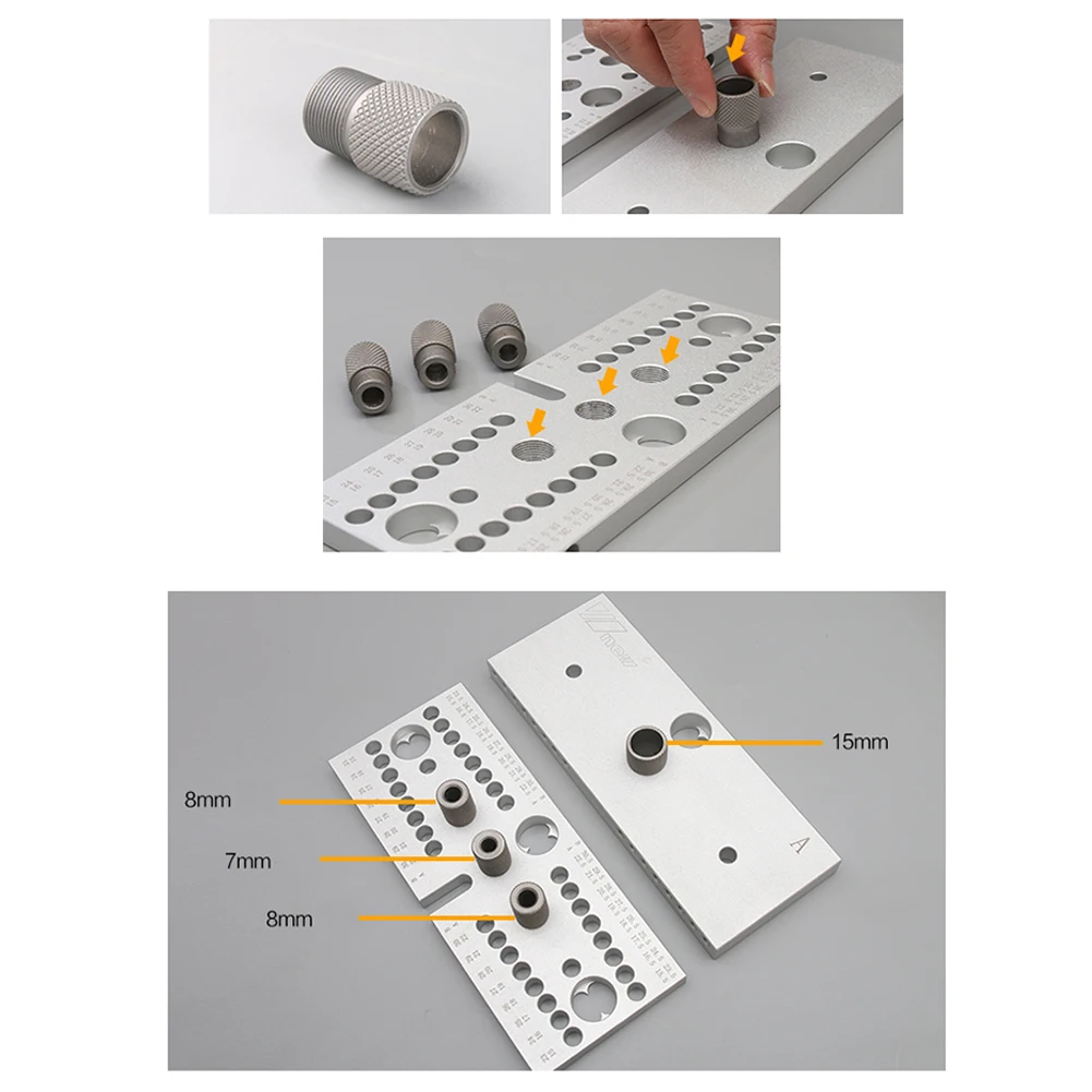 

1PC 4-10mm Drill Sleeve Bushing M14 Log Tenon Punch Locator Woodworking Aluminum Alloy Pocket Jig Locator Drilling Guide