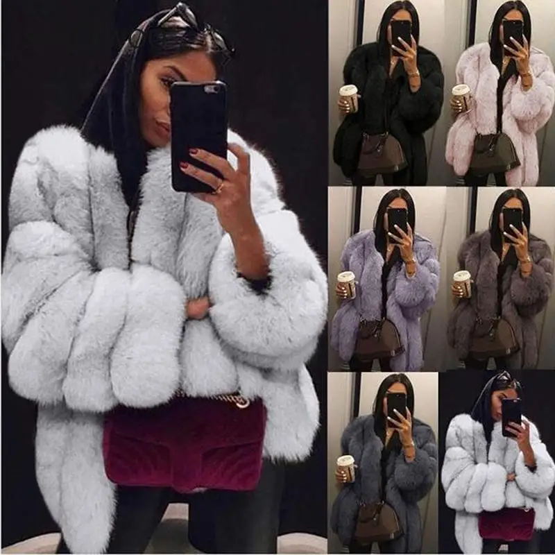 Winter Female Imitation Fur Jacket Anti Mink Solid Color O Neck Ladies's Fashion Temperament Warm Coat Contracted Tide Slim 2022
