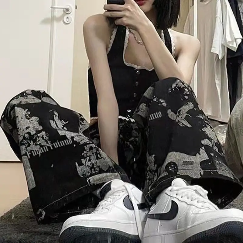 

Biggorange American Street Hip Hop Trousers High Street Ins Trend Spring Retro Jeans Men Loose Straight Wide Leg Pants Women