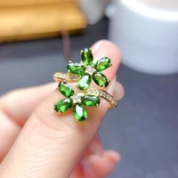 shilovem 925 sterling silver natural diopside rings fine jewelry plant women trendy wedding bands open 35mm mj03058841agt