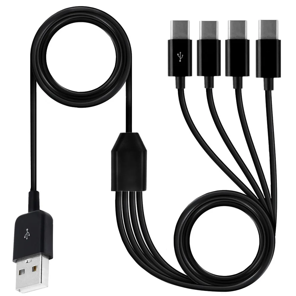 USB 2.0 Тип A Мужской к 4 типа-c Разветвитель Y Синхронизация данных и зарядный кабель адаптер 0.3м/1/1.5м ON.