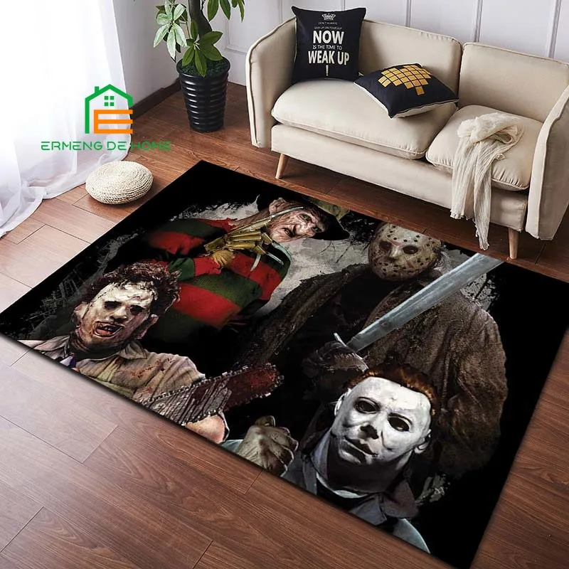 Halloween Horror Movie Character Carpet Rug Door Mat 3D Printing Carpet Hall Bedroom Cold Pressing Fashionable Carpet 14 Sizes