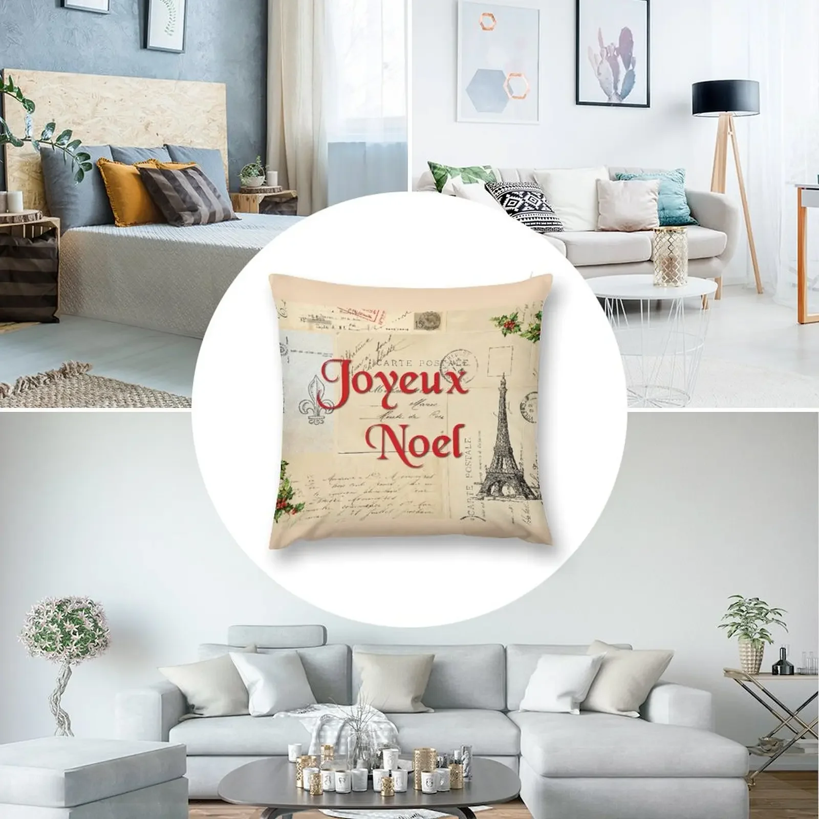 Paris Joyeux Noel винтажная рождественская декоративная подушка Рождественские чехлы
