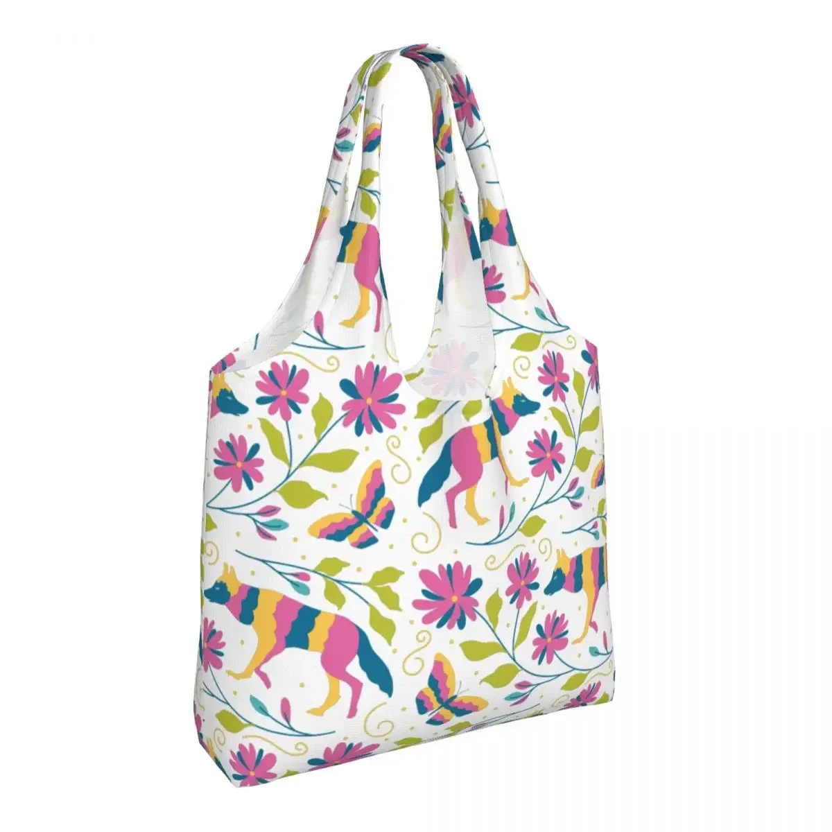 Сумка-тоут с мексиканской вышивкой отами на заказ и волками прочная парусиновая