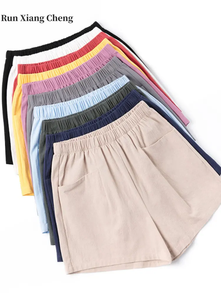 Women's Shorts 2023 Summer New Fashion Vintage Cotton and Linen Baggy Thin High Waist Wide Leg Slimming Harajuku Oversize Casual