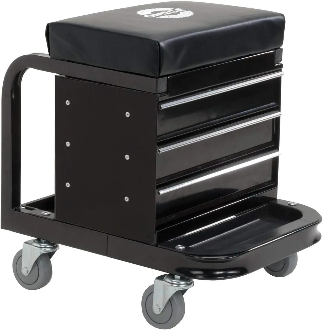 

Mechanic Stool with Wheels \u2013 Box with Padded Chair Seat and Rolling Wheels for Garage \u2013 450 Lbs Capacity