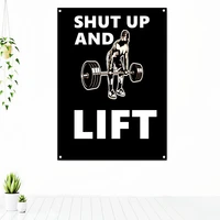 shut up and lift exercise inspirational tapestry hanging painting home decor fitness sports workout poster gym banner flag