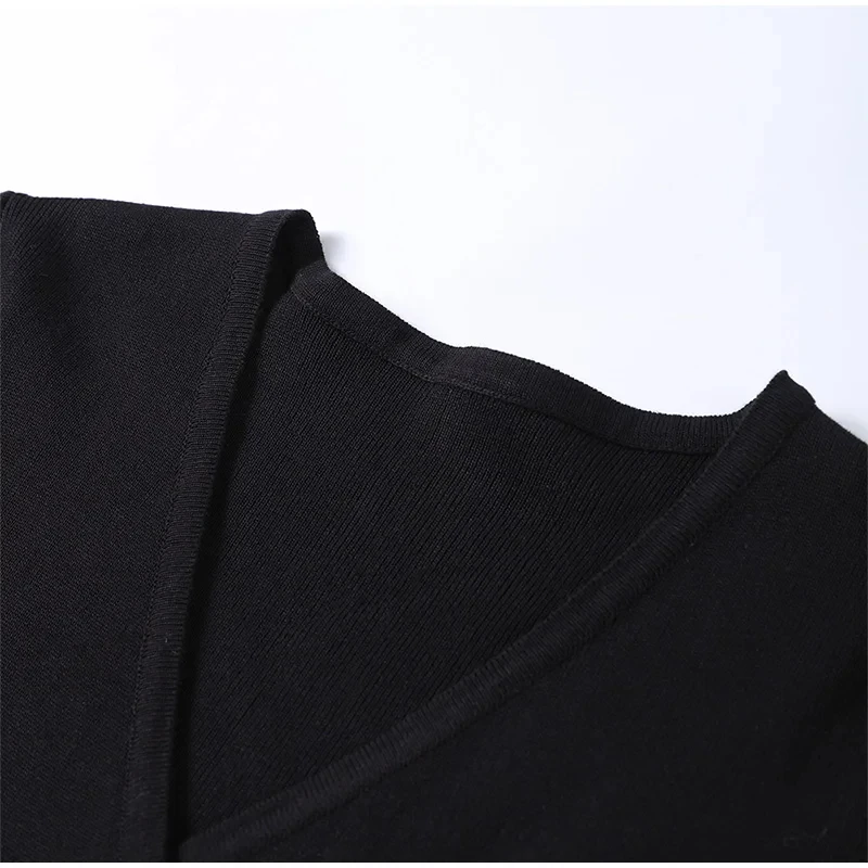 Однотонный вязаный кардиган с v-образным вырезом женский свободный однобортный