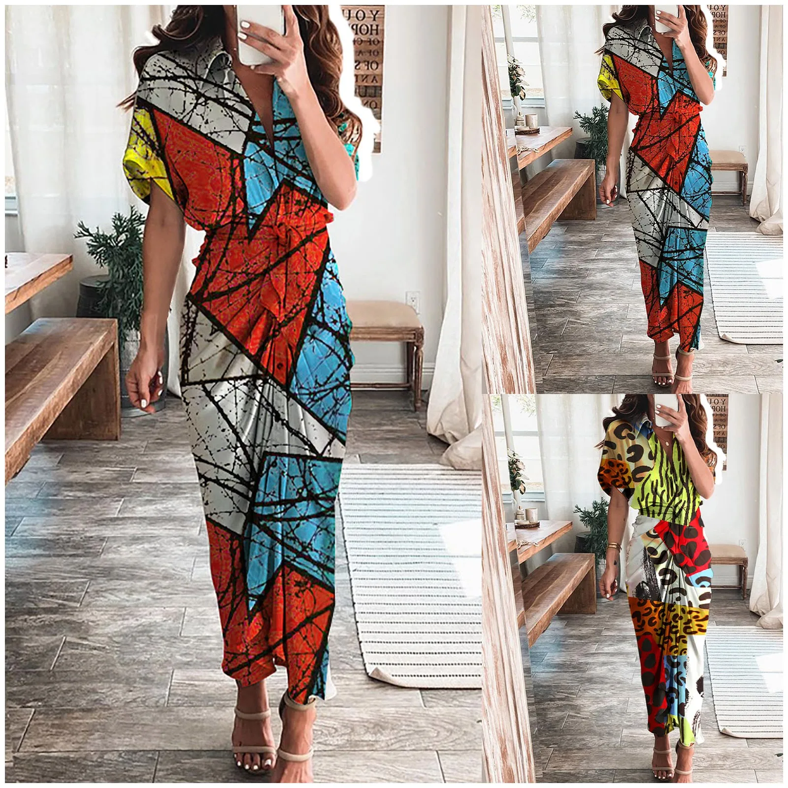 

Women's Causal Print Ruched Shirt Dress Short Sleeve Button Belted Office Style Dress Summer Dresses for Tall Women