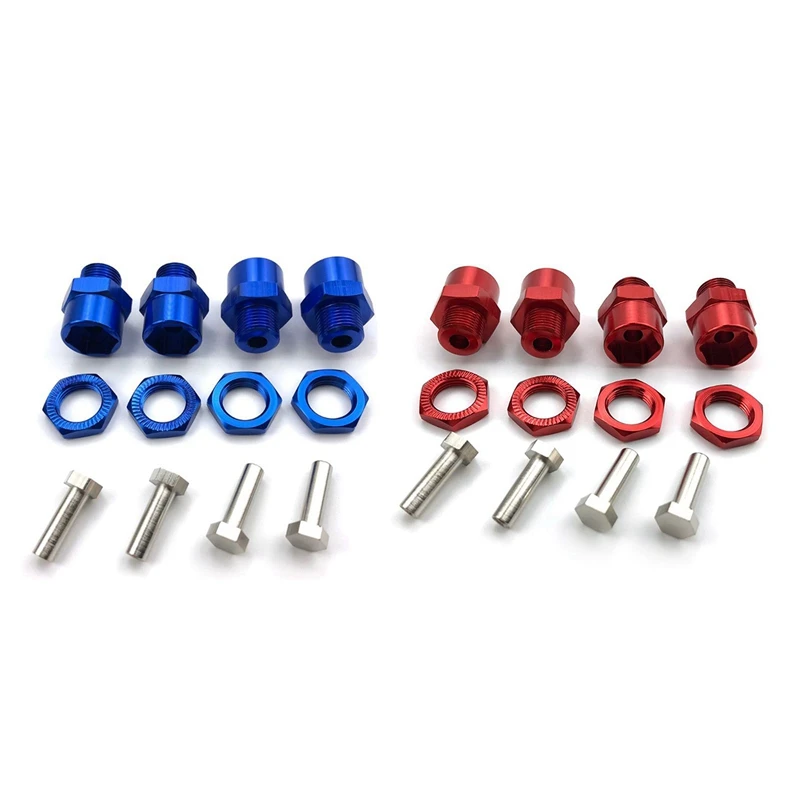 

2Set 12Mm Turn 17Mm Extension Wheel Hex Hub Adapter For HSP 1/10 Buggy Bigfoot Truck Can Use 1/8 Tires,Dark Blue & Red