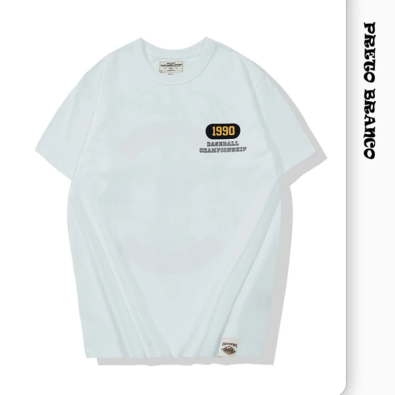 Черно-белая бейсбольная Спортивная футболка ORQ с круглым вырезом и коротким