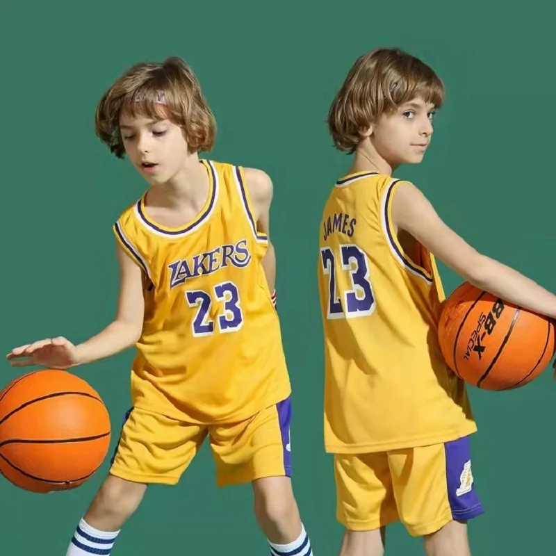 

New 23 Number Basketball Uniform Suit Children Outdoor Sportswear Boys Sleeveless Vest Youth Basketball Vest Shorts Sportswear