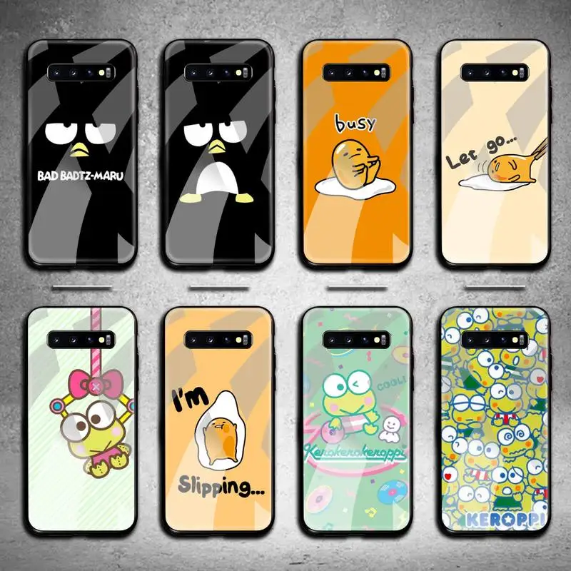 

Cartoon keroppi Gudetama Badtz maru Phone Case Tempered Glass For Samsung S20 Plus S7 S8 S9 S10 Note 8 9 10 Plus