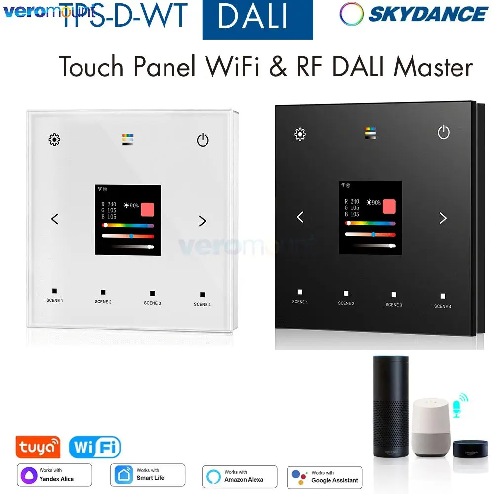 Skydance TPS-D-WT 100-240 В переменного тока Wi-Fi и RF настенная сенсорная панель DALI управление