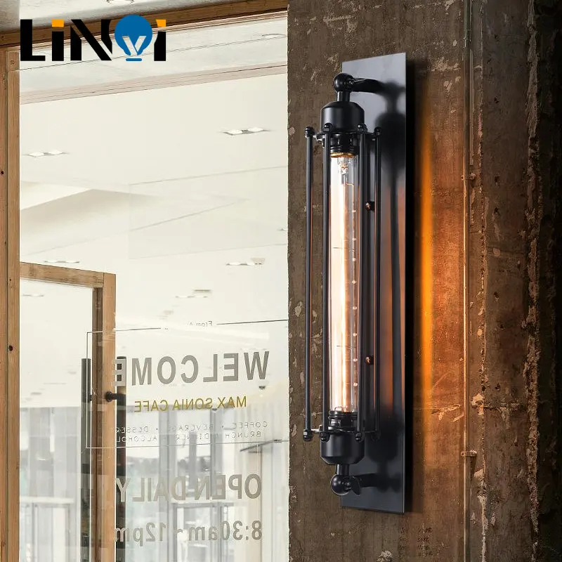 

Vintage Industrial Wall Lamp Black Silver Copper Led Wall Light Bedroom Cafe Restaurant Wall Sconce Lamp Bedside Light Bulb