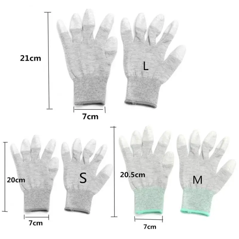 

Mobile Phone Repair Anti Static Carbon Fiber Gloves ESD Electronic Working PU Painted Finger Hand Protective Tablets Fix Tools