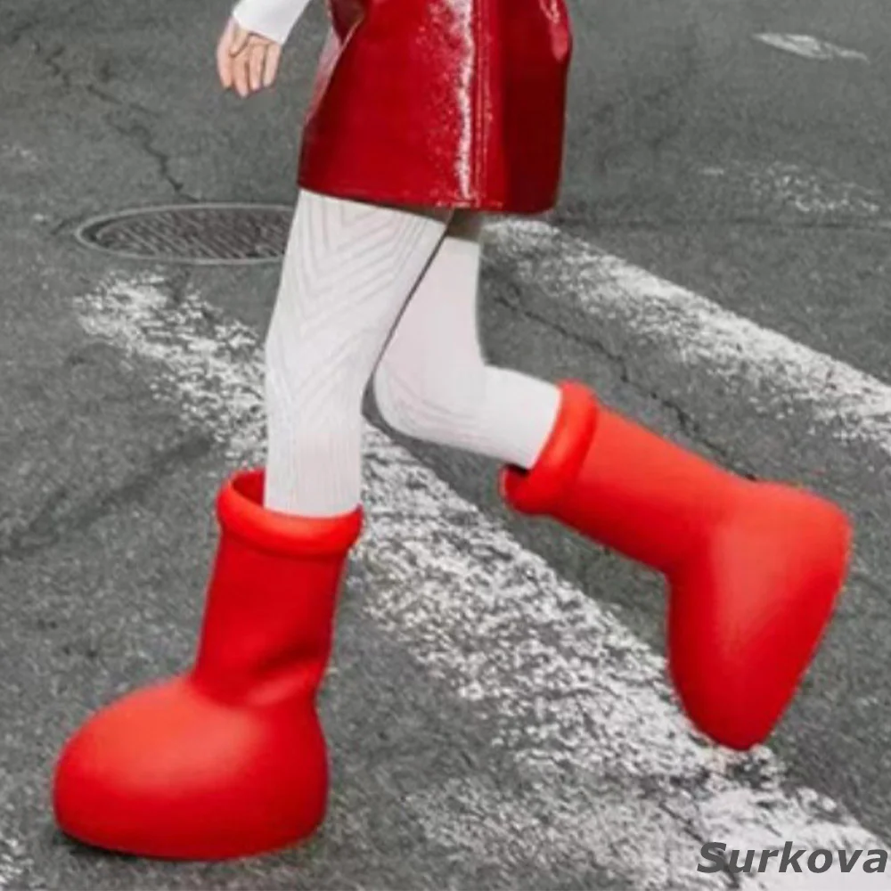 Big Red Boots Rain Boots Eva Red Boots Children's Adult Universal Rain Boots Round Toe Fashion Street Shoot Cool Cartoon Boots
