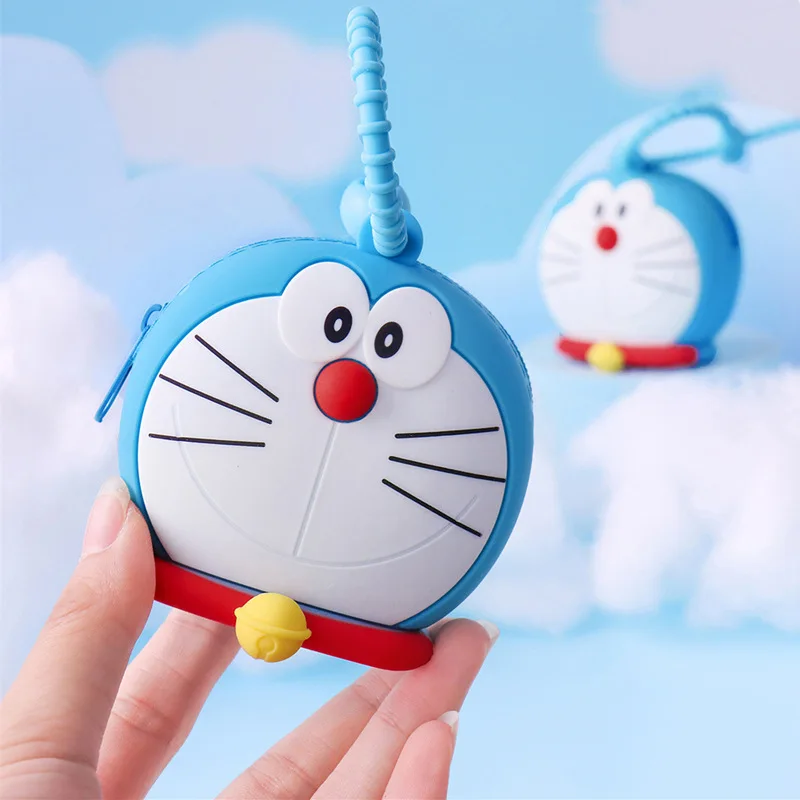 Фото Doraemon мультфильм кошелек для монет брелок аниме женский мини-молния короткий кошелек детский милый силиконовый органайзер для денег подарки для детей №3