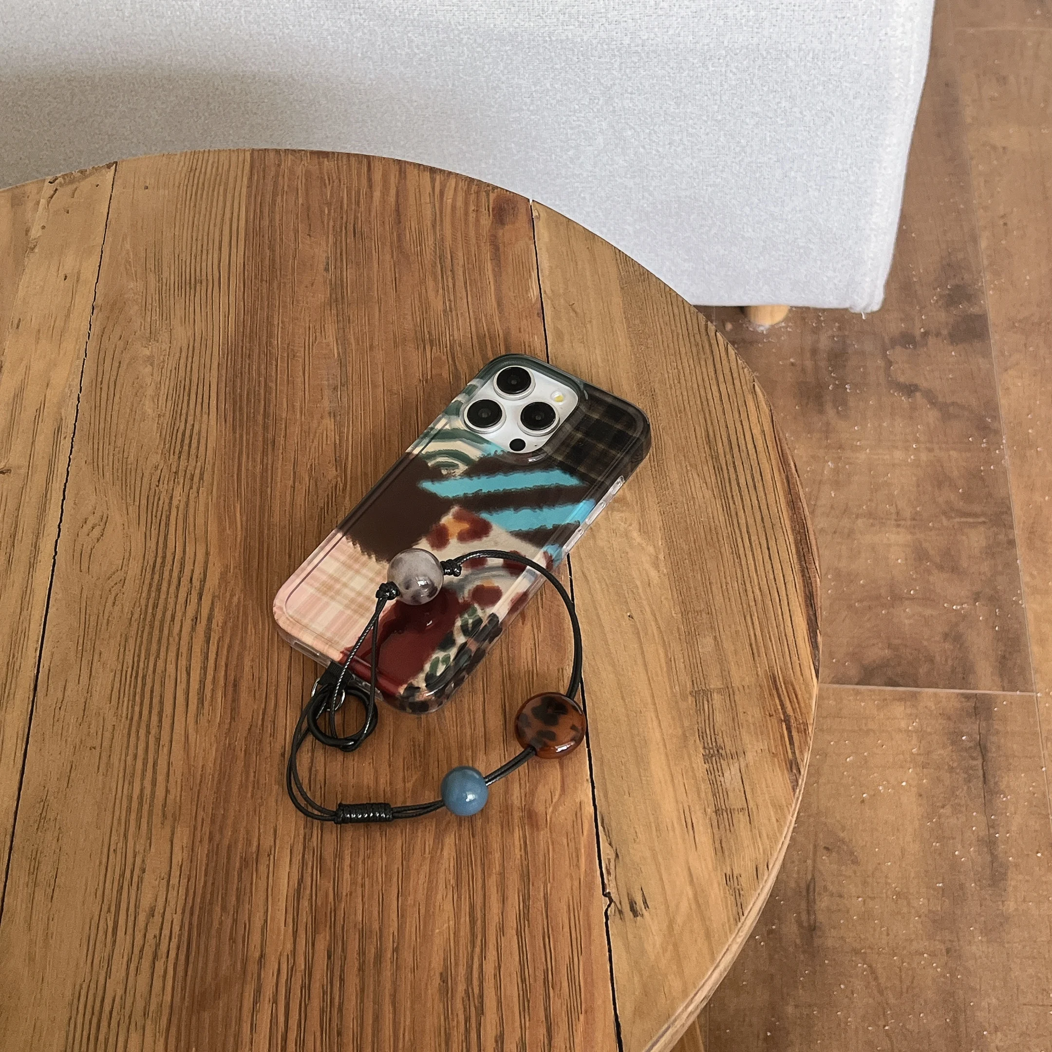 Корейские INS сращивание шашек с 3D кнопками и чехлом на запястье для iPhone 16 15 14 13 Pro Max