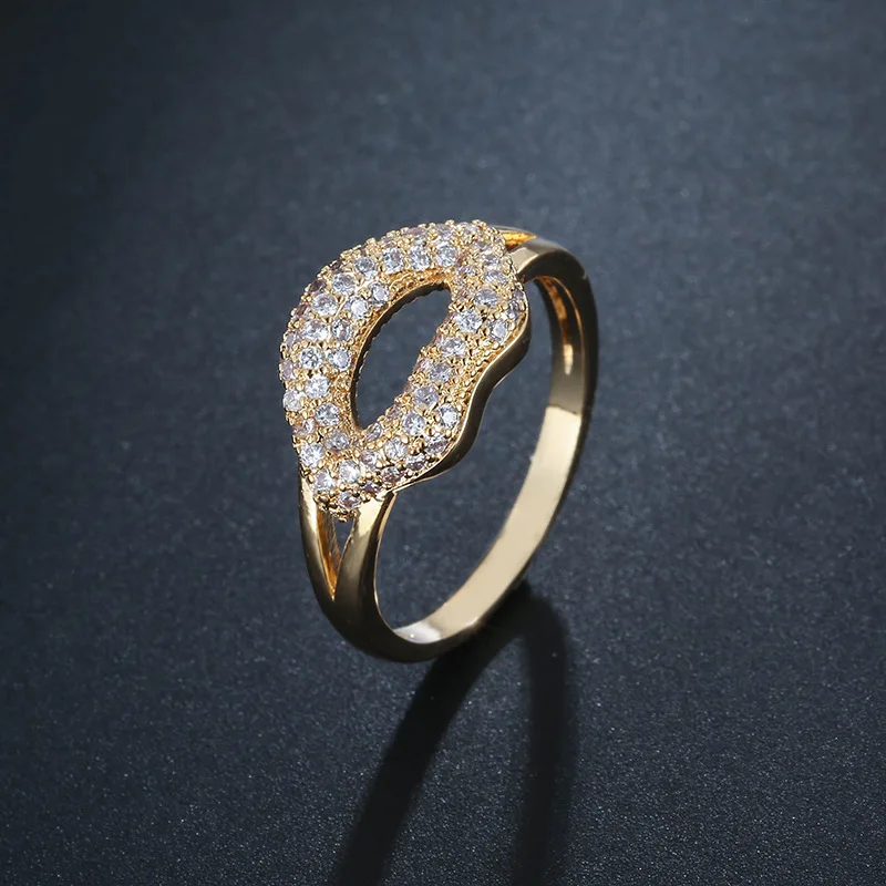 Новые женские циркониевые кольца в форме губ модные аксессуары кольцо с золотым