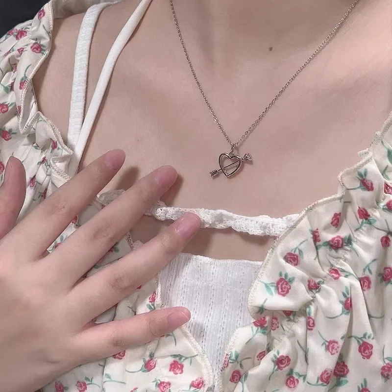 Романтическое Ожерелье С Подвеской В Виде Сердца Для Женщин Розовая Цепочка