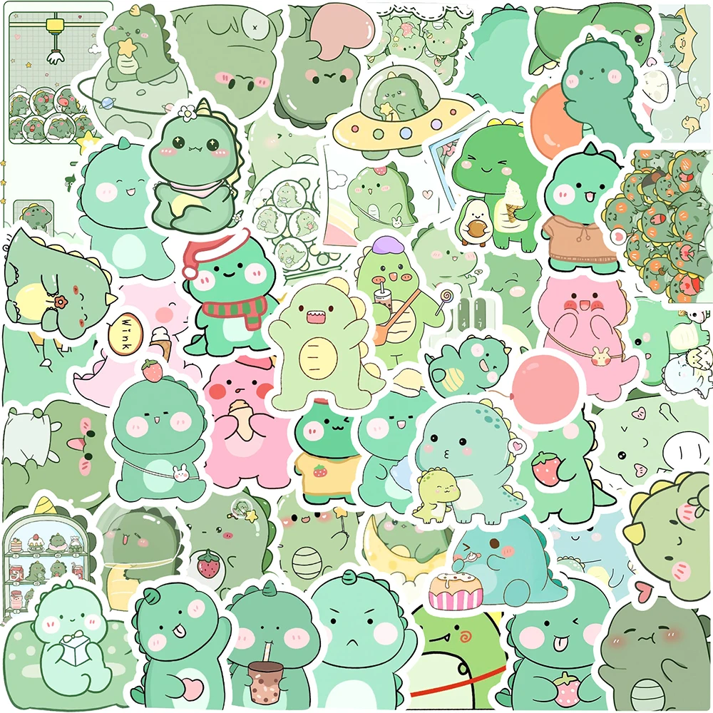 

10/30/50PCS Cute Green Dinosaur Cartoon Stickers DIY Phone Motorcycle Laptop Suitcase Cool Fashion Graffiti Sticker Decals Gift