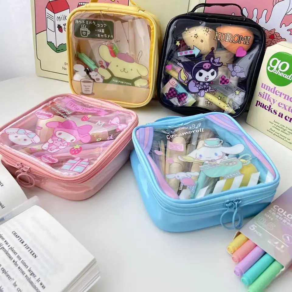 kawaii bag girls school supplies Sanrio Cosmetic Bag Cartoon Large Capacity PVC Personal Hygiene Bag Waterproof Storage Bag