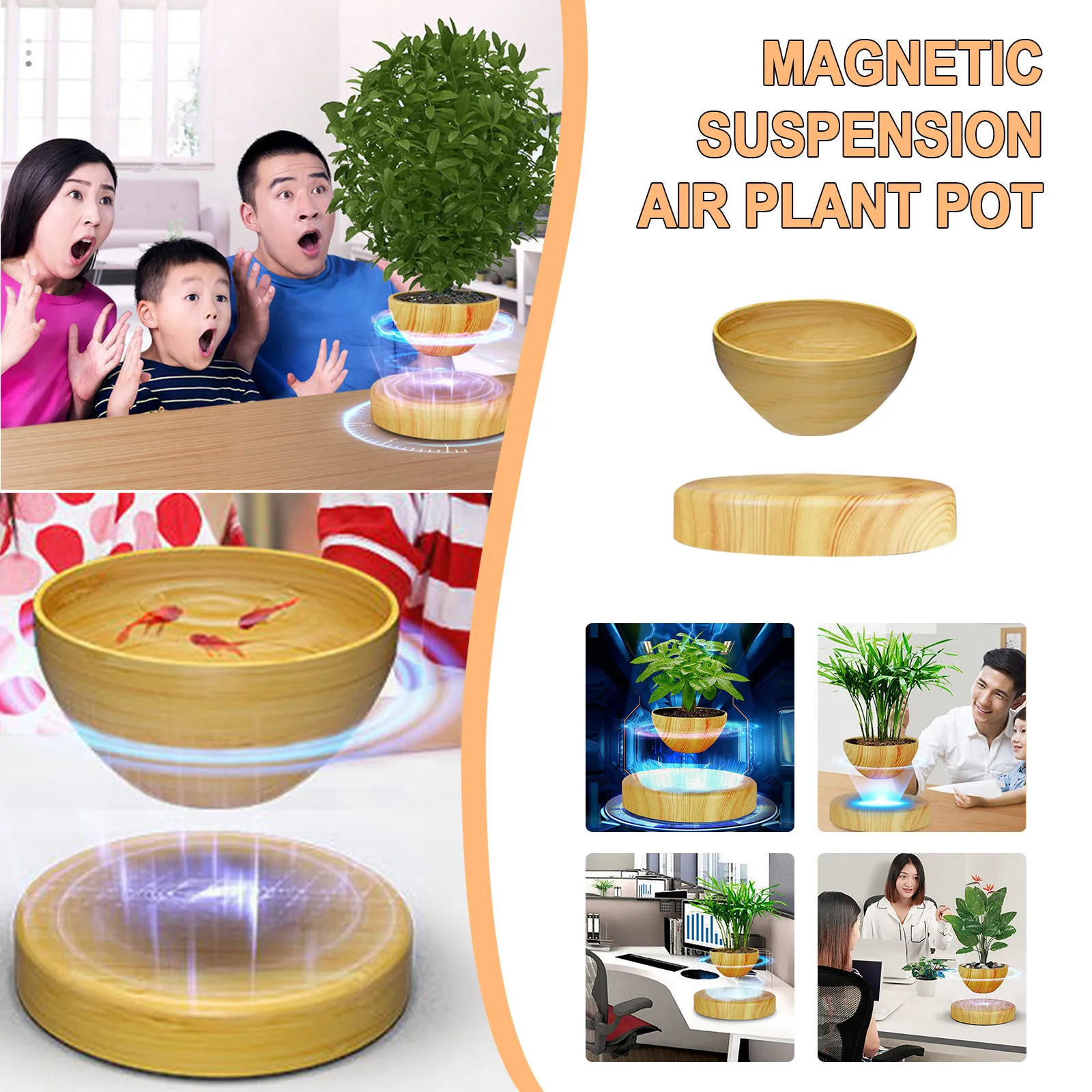 

Planting Bucket Air Magnetic Plant Pots Suspension Air Pot Levitating Spinning Plant Floating Decoration & Hangs 4 Inch