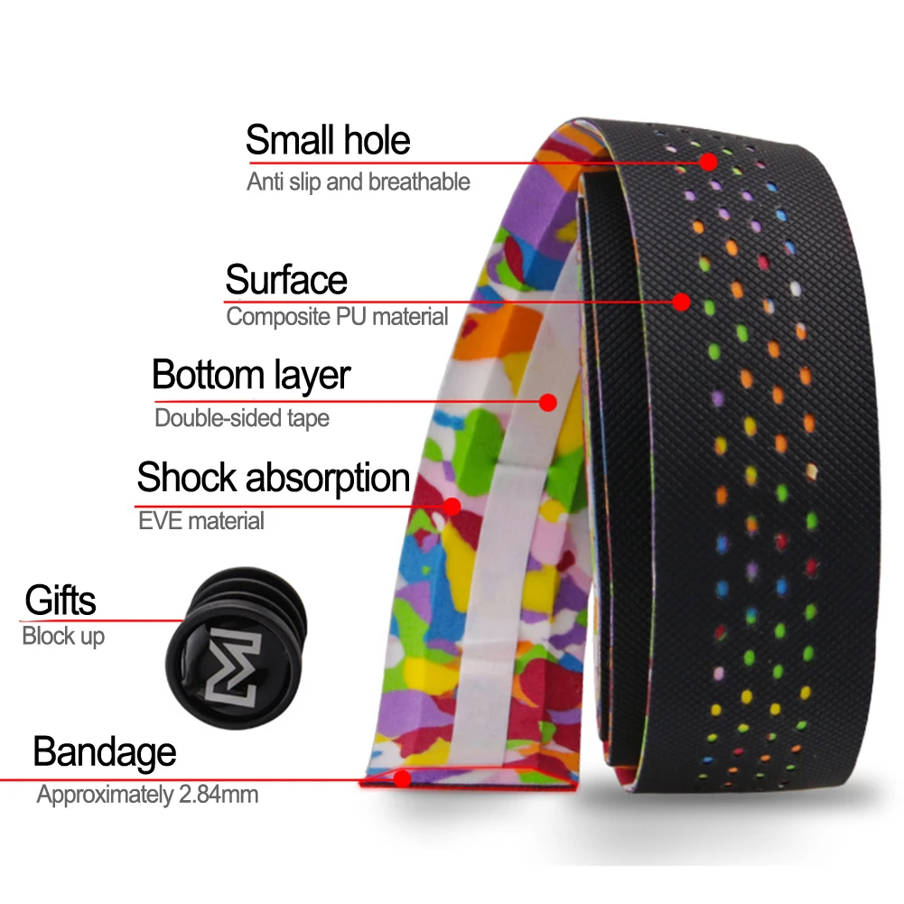 

Elasticity Shock Absorption Handle Strap Handlebar Tape With Perforated Bicycle Accessories Breathable Leather Grips