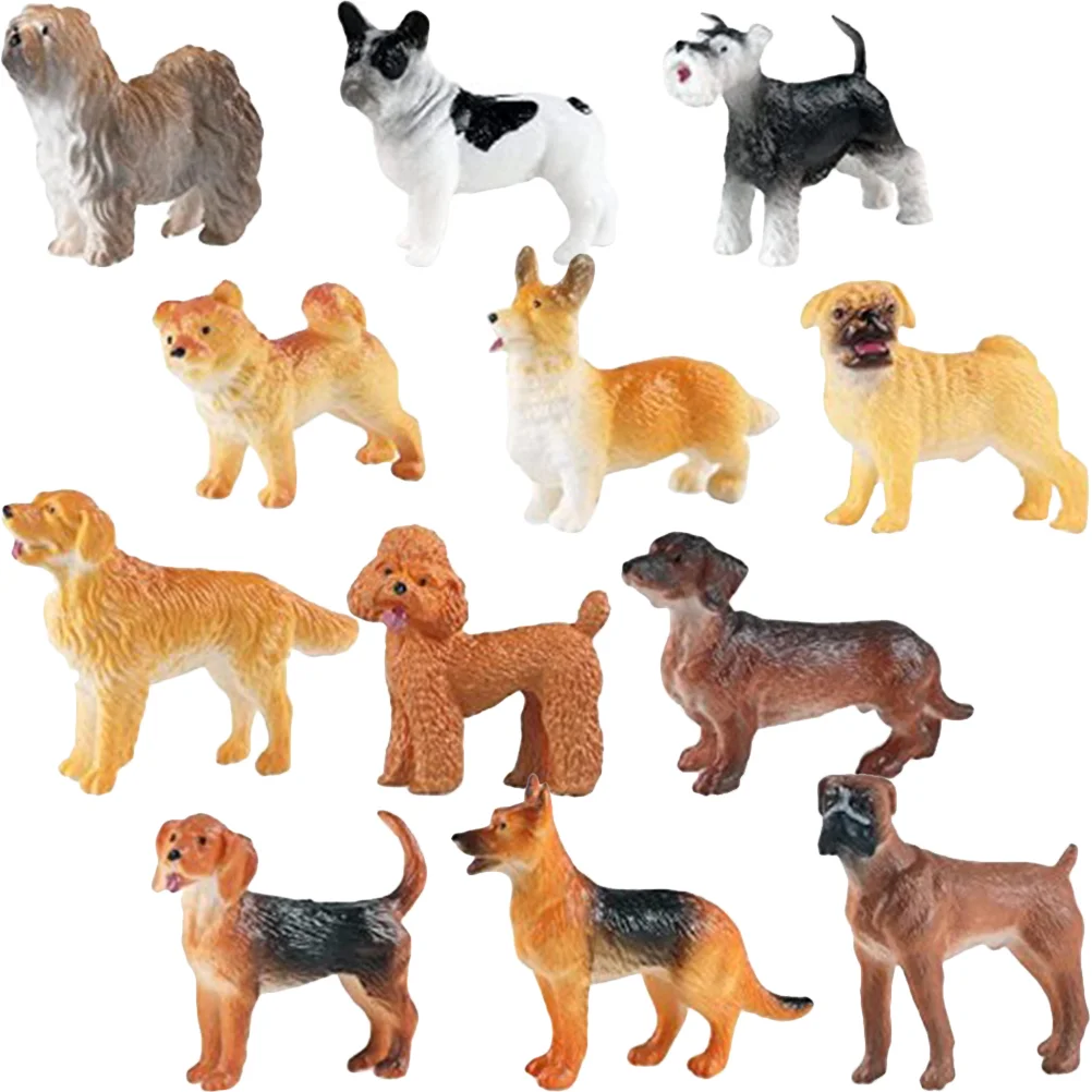 

12 шт., детская пластиковая статуя бульдога