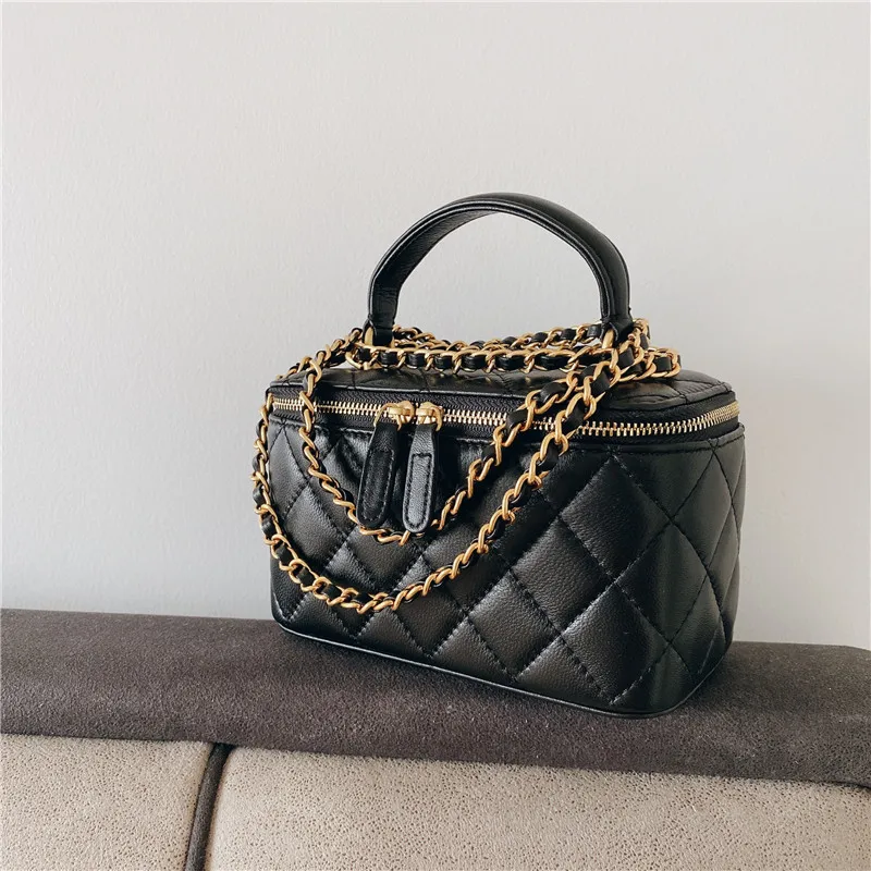 

2022 New Chain Square Box Bag Simple and Versatile One Shoulder Messenger Sheepskin Leather Women's Bag