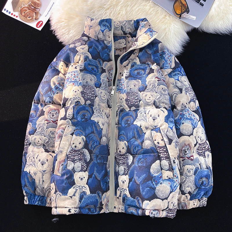 EOENKKY/Hip Hop Jacket Parka Print Men Winter Oversize Windbreaker Streetwear Harajuku Padded Jacket Coat Warm Outwear Hipster