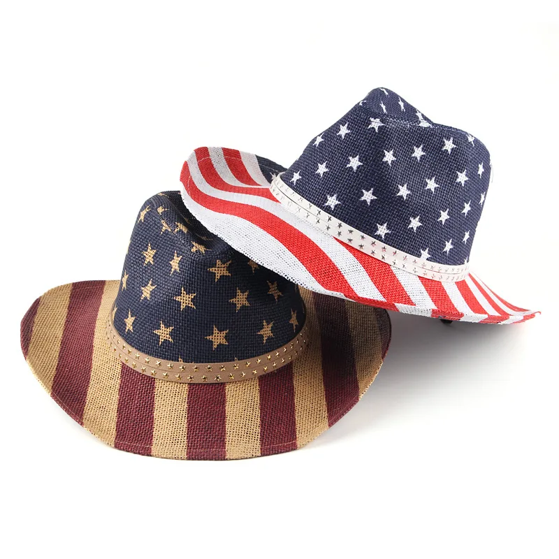 

Amazon Ebay Western Cowboy Hat Become Warped Printed Along The Union Jack Straw men's And women's Outdoor Sun Hat The Wind Light