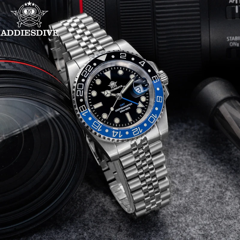 Фото ADDIESDIVE GMT часы для мужчин классические швейцарские Ronda 515-24H кварцевые часы из нержавеющей стали 200 м водонепроницаемые часы новые Reloj Hombre №1