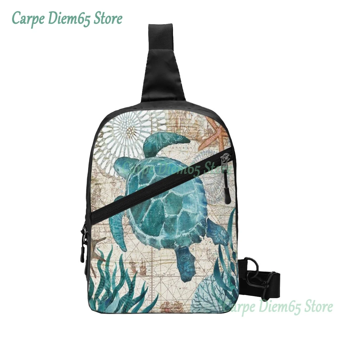 

Sling Backpack Bag Turtles Corals Starfish Chest Package Crossbody Bag For Cycling Travel Hiking