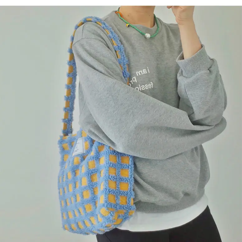 Korean Sweer Women Bag 2022 Spring Tote Bag Casual Handbags Solid Zipper Soft Shoulder Bag Girls Bag Handbag