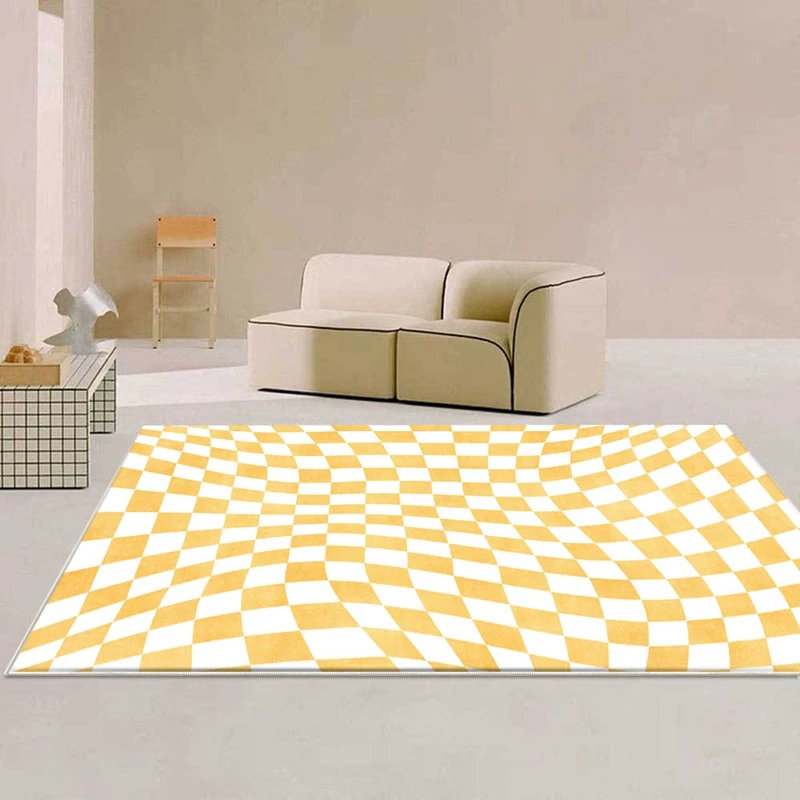 

Checkerboard Print Bedroom Bedside Area Rugs Nordic Style Yellow Green Red Purple Decor Carpet Kitchen Bath Non-Slip Floor Mat