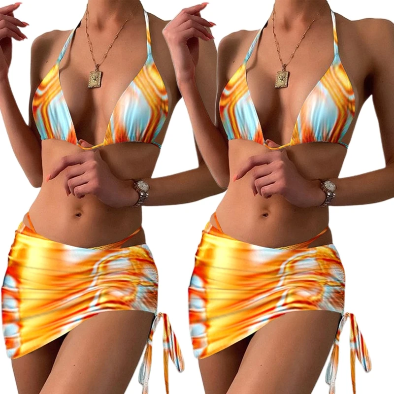 

Женские пикантные купальники-стринги из трех предметов, Бразильское бикини пуш-ап, женский купальник на завязках, бикини, купальный костюм, пляжная одежда D5QD