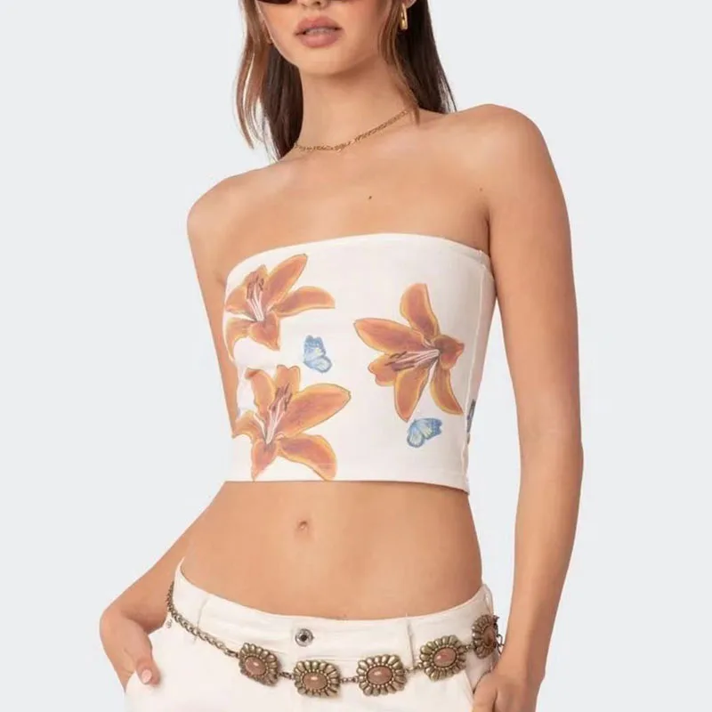 

Y2K Aesthetic Tight Bra Camisole Kawaii Print Sweet Crop Top Fashion Summer 2023 Cute Sleeveless Baby Tees Streetwear Clothing