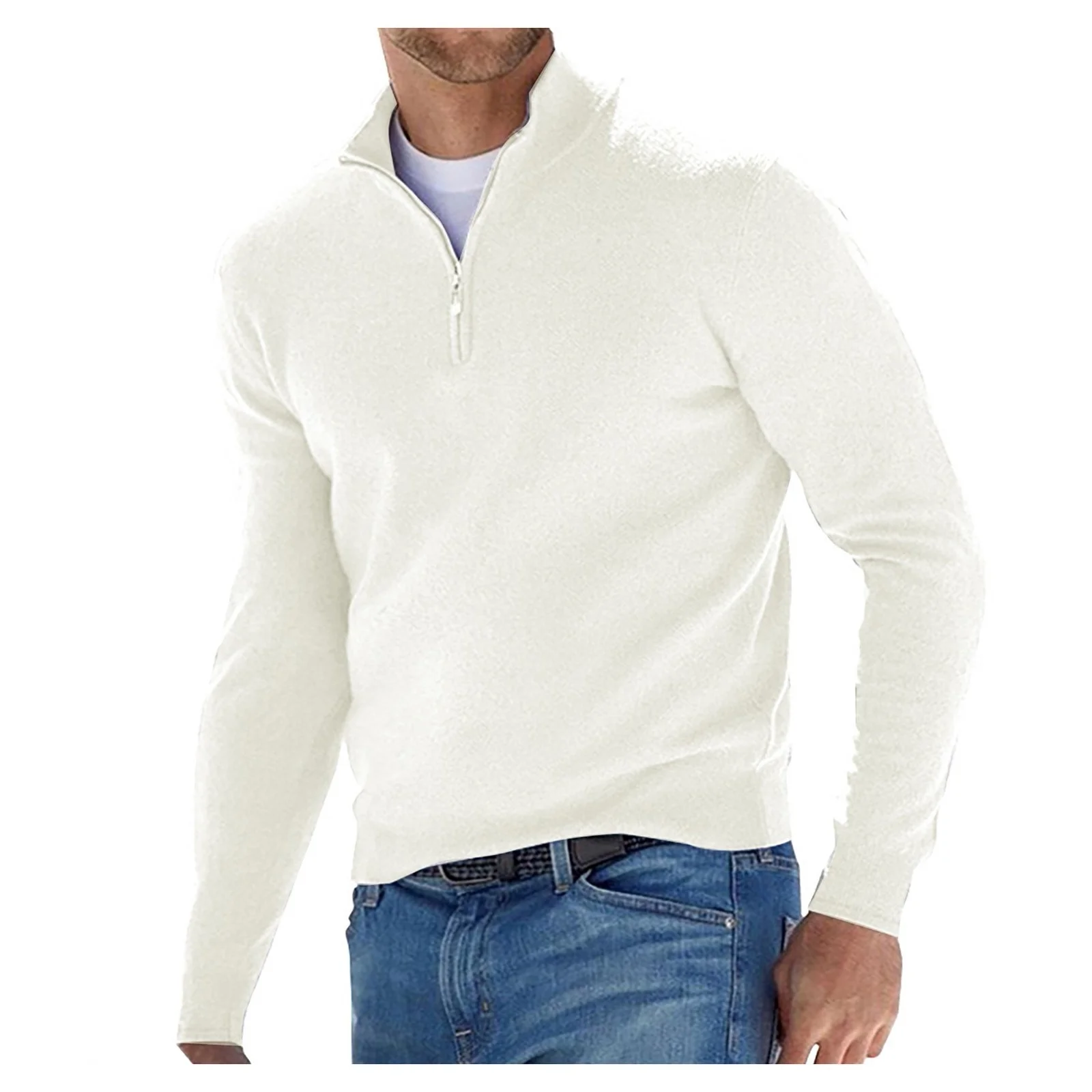 

Pullover Men Half Zip Fleece Winter Coat Solid Long Sleeve Turtleneck Shirts Comfy Clothing Autumn Thick Warm Knitted Sweaters