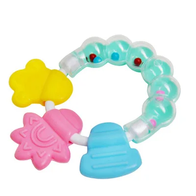 New Cartoon Baby Teether Educational Toys Bite Baby Rattle Round Teether Toys Bed Silica Gel Hand Bell Educational Toys