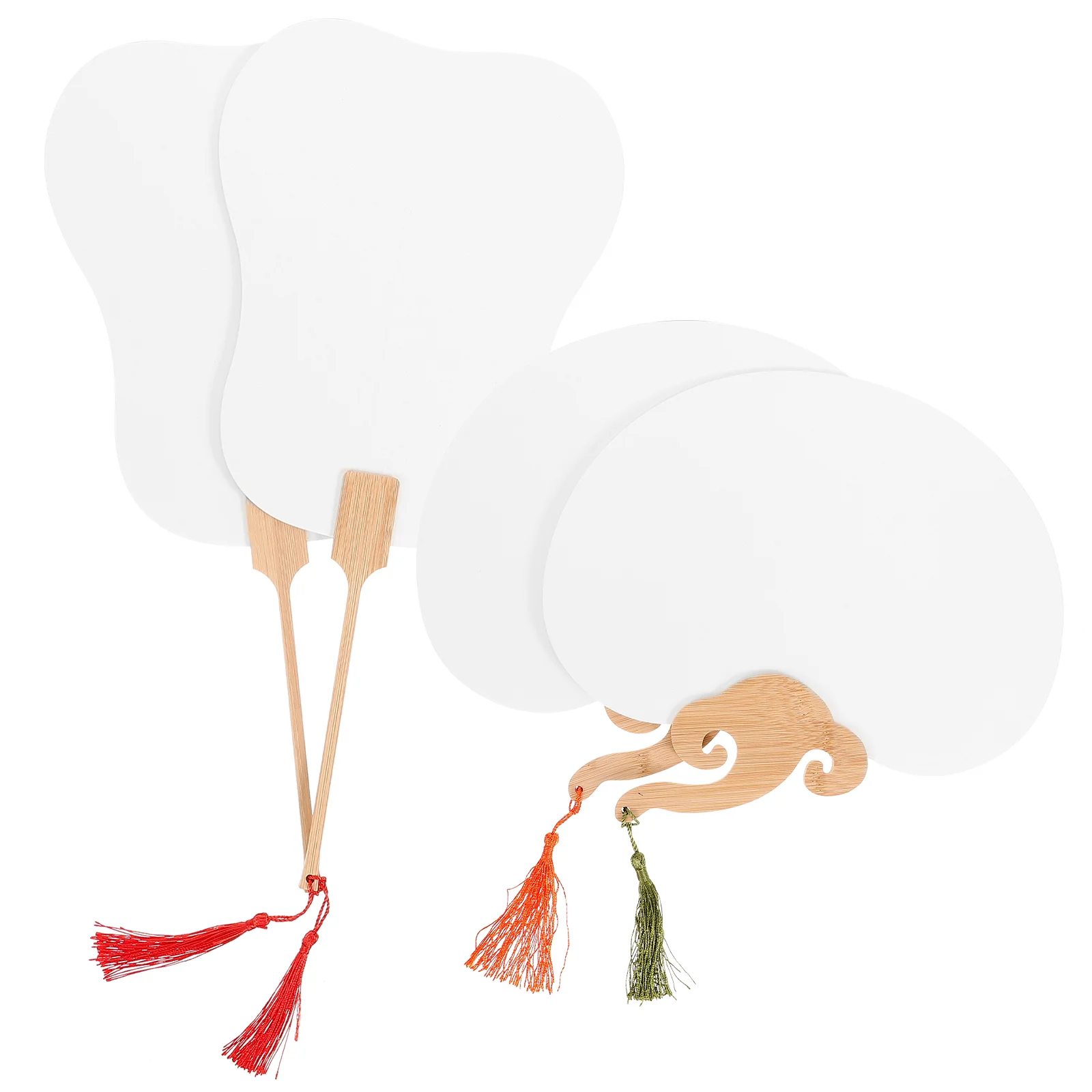

4 Pcs Hand Fans DIY Graffiti Handheld Thicken Performance Blank Bamboo Decorative Painting