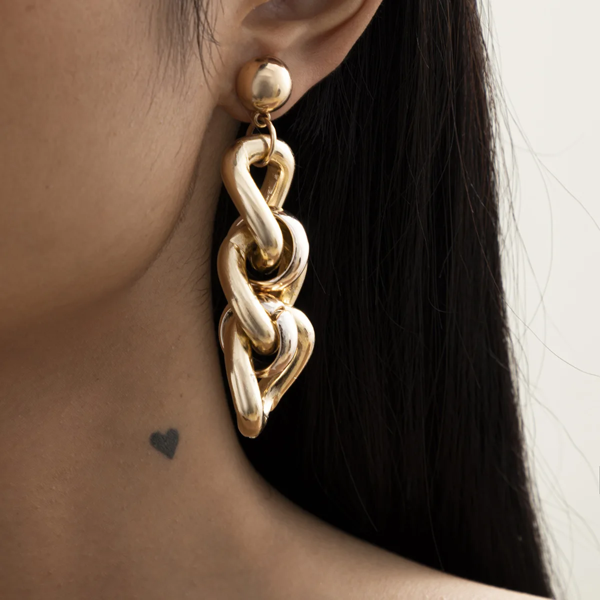 Trendy special-shaped ring earrings, minority cold wind alloy retro Earrings
