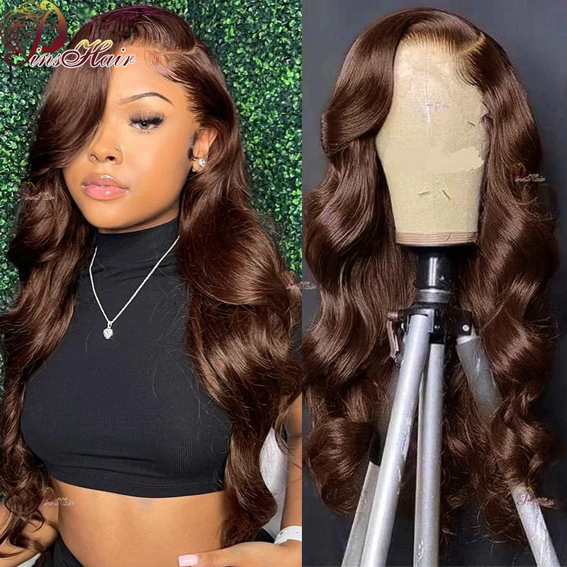 Dark Brown Lace Front Human Hair Wigs Body Wave 13×4 Transparent Lace Front Wig Prepluck Ginger Blonde Hair Wig Remy Human Hair
