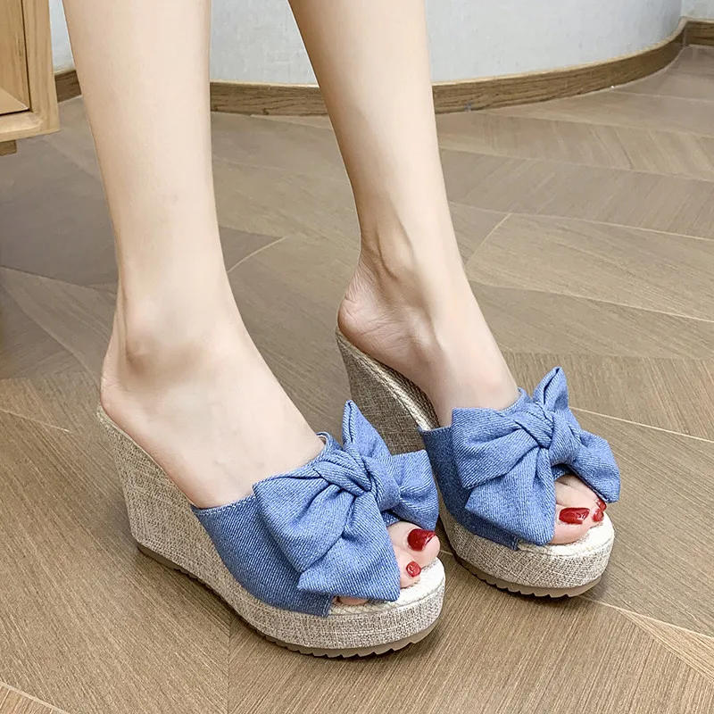 Тапочки повседневная обувь на высоком каблуке женские шлепанцы платформе с