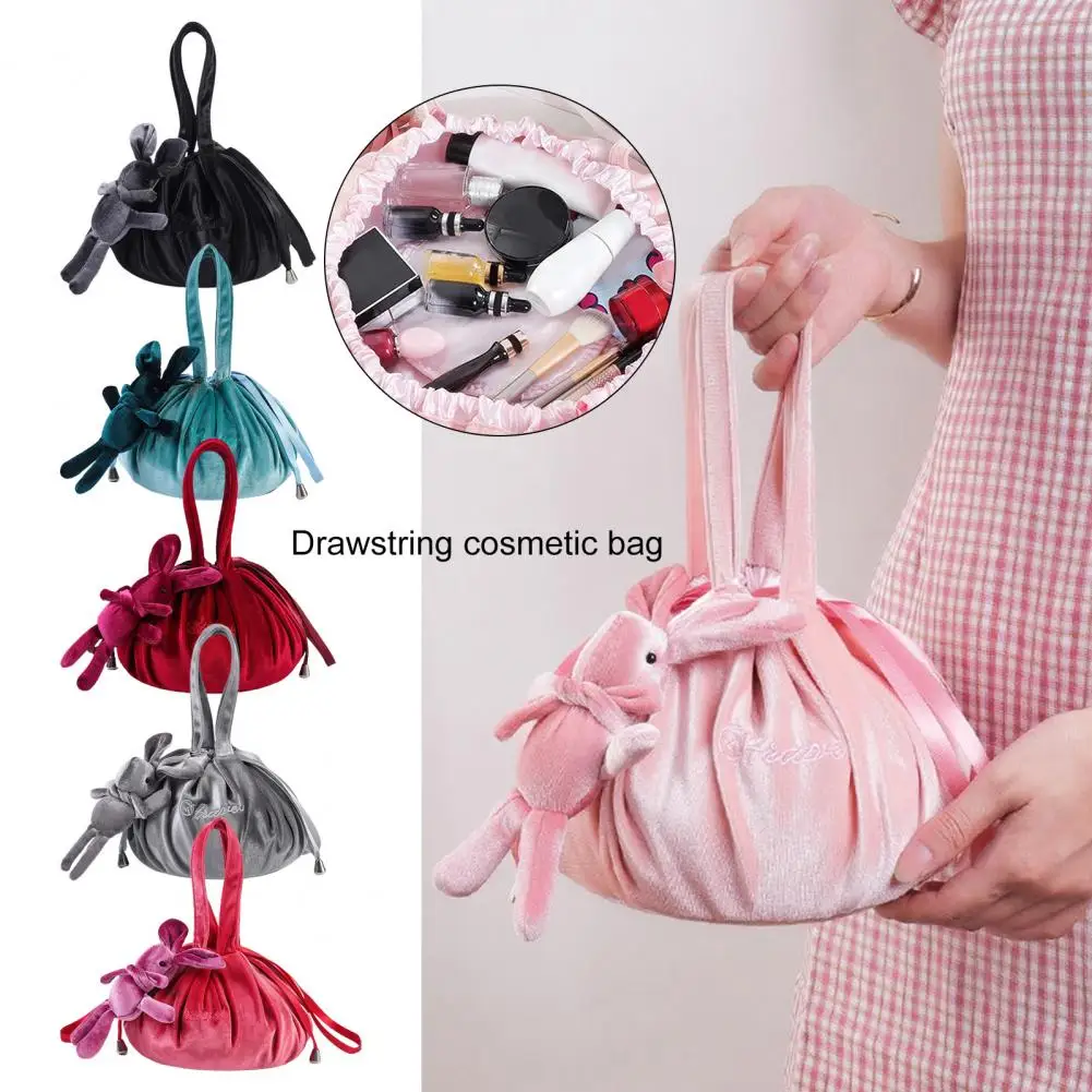 

Makeup Organizer Bag Convenient Multifunctional Travel Toiletry Letter Embroidery Drawstring Makeup Pouch Travel Cosmetic Bag