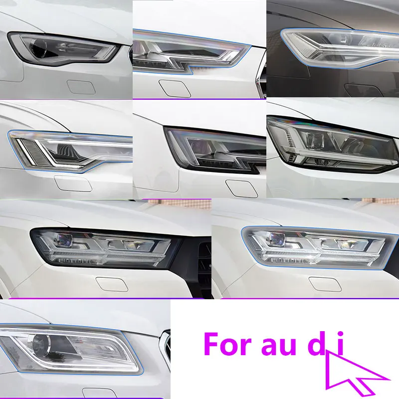 

Автомобильные Чехлы, 2 шт., защитная пленка для фар audi A6 B8 B9 A4 C7 C8 A3 A5 Q7 Q5 Q3 Q2, прозрачная наклейка, черные аксессуары
